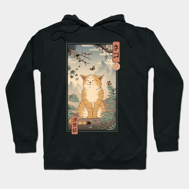 Edo Cat Back Print Hoodie by Vincent Trinidad Art